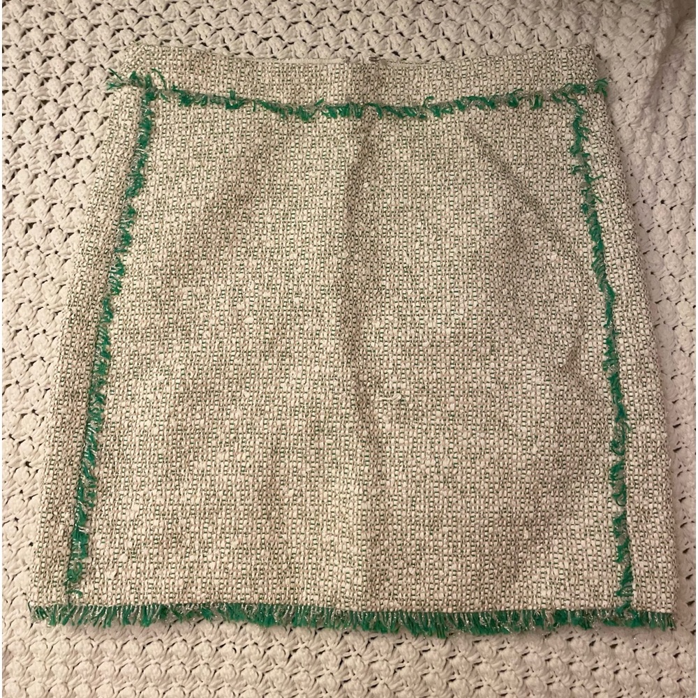 Cream and Green Tweed J Crew Skirt